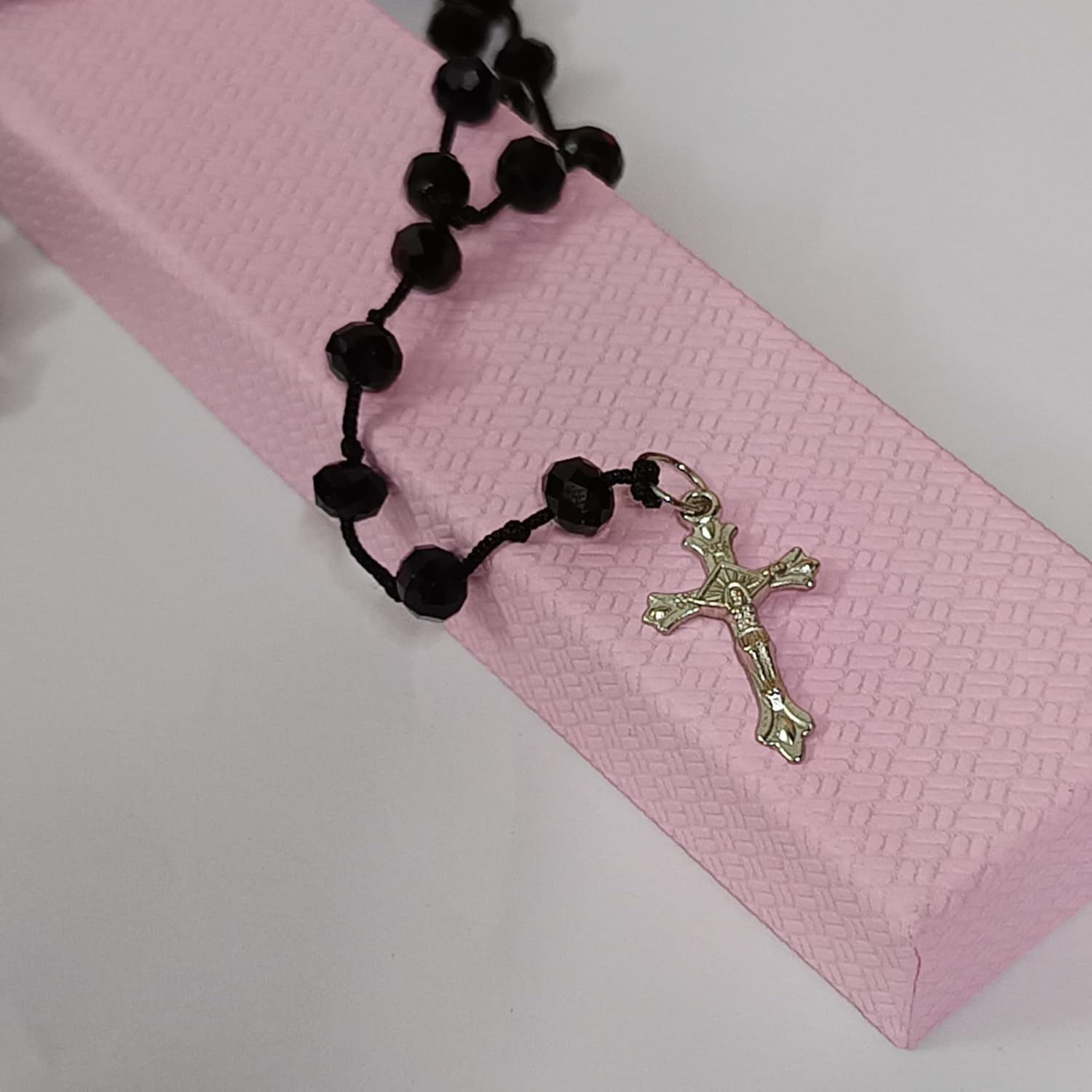 santarms Jesus cross Catholic Praying Rosary chain Jesus Christ Cross Christian Antique Locket mala Necklace Christmas Religious for use Men and Women, Pack of 1