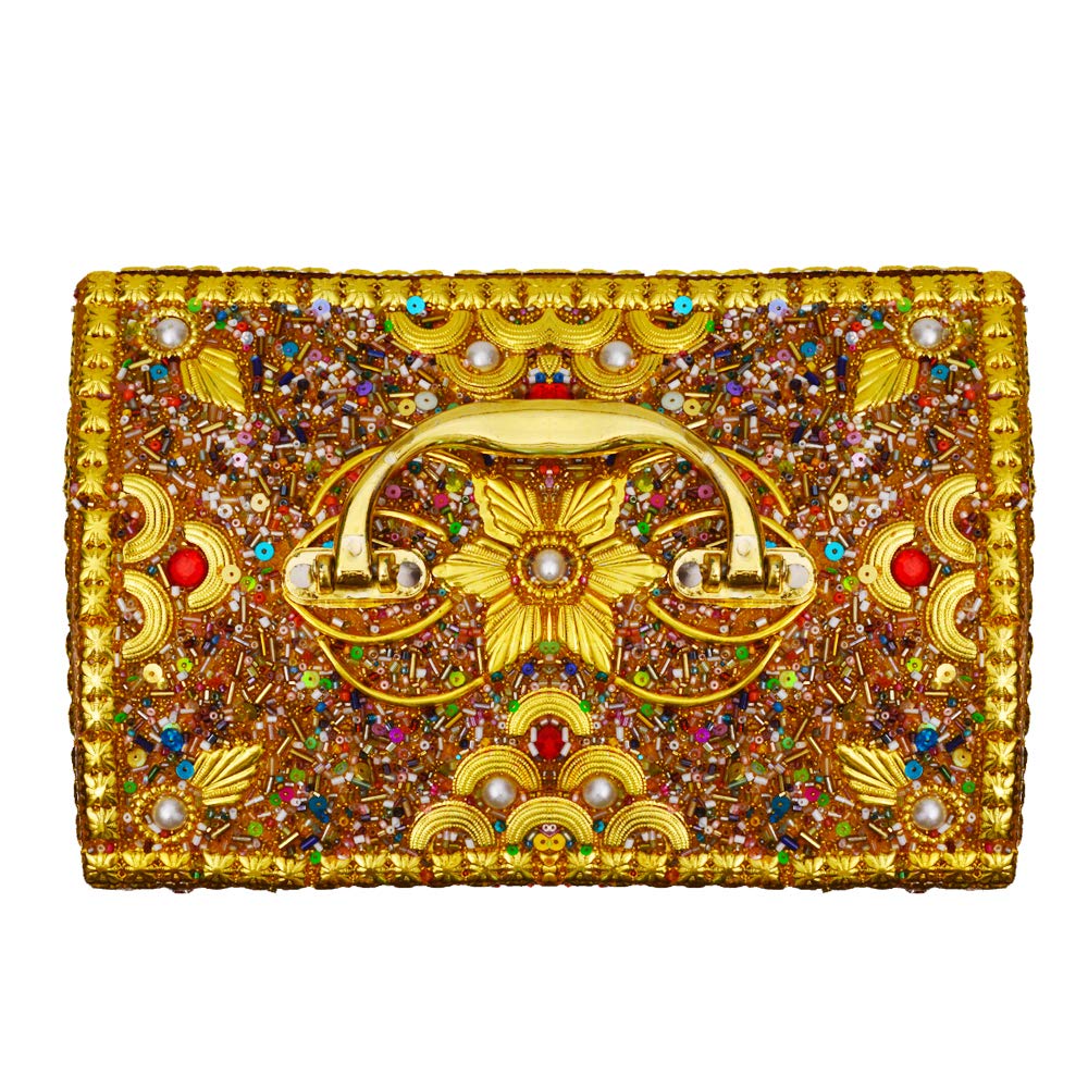 Santarms Premium Luxury Bangle Box Rajwada style Jewellery and Makeup Kit Organizer for Women Vanity Elegance Golden Marrige Designed showpieces Home Decoration Handicraft Make Bride Beauty singardani