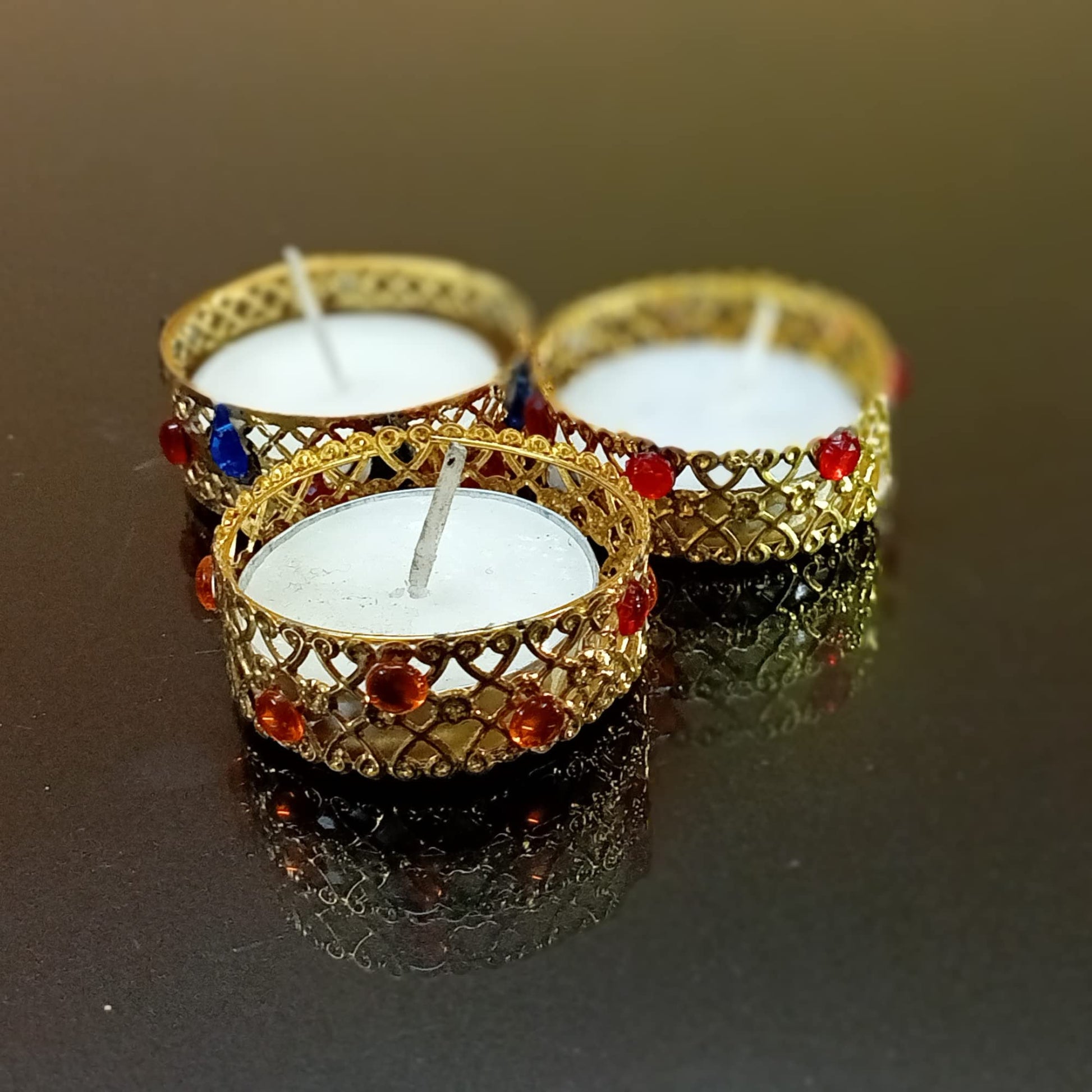 Santarms Illuminate Your Festivities with Santarms Tea Lights Candles: Exquisite Diwali Home Decoration, Handmade Designer Tealight Candle Holder Set for Puja, Weddings, Christmas