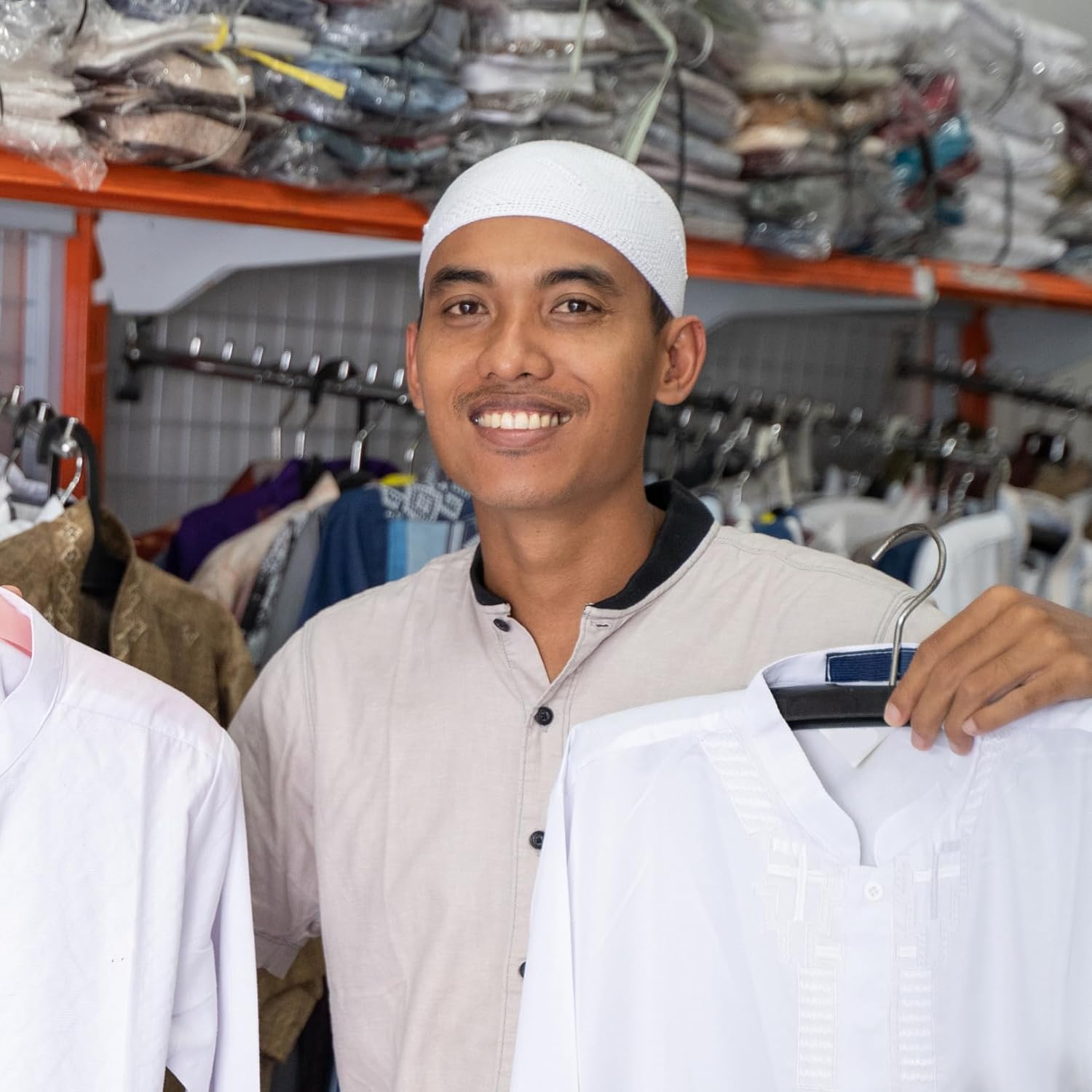 santarms Islamic Prayer Kufi | Muslim Cap for Men and Boys | Comfortable Namaz Topi for Prayer | Combo White