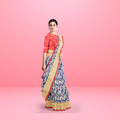 Hira Silk Chiffon and South Cotton Saree with Unstitched Blouse for Women - Pack of 2