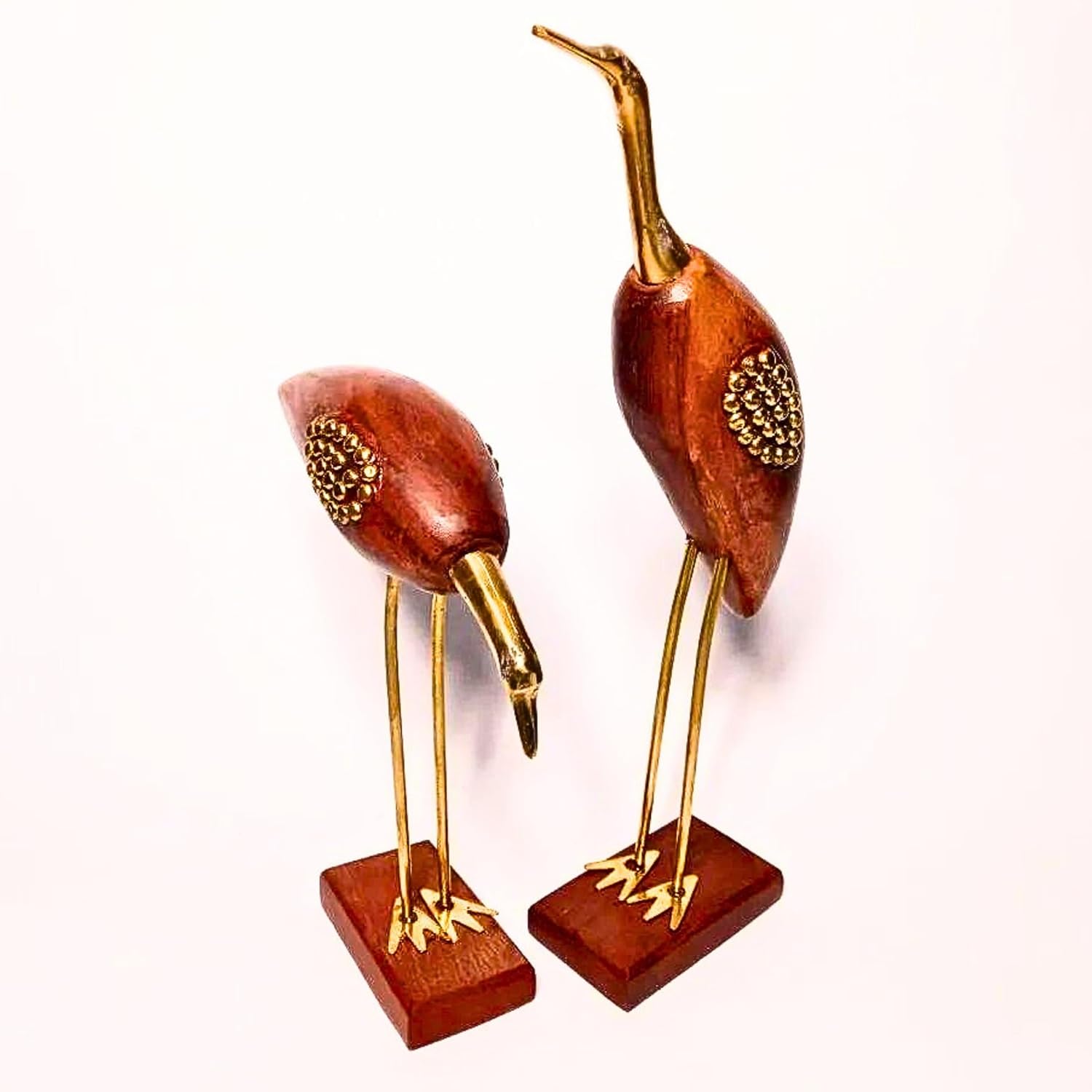 santarms swan Love Couple Pair (8 inch) [Brown Colour with Golden Stone]-showpiece for Home, Office -Grah pravesh Item-Grahpravesh Gift Item-Best for Gifting