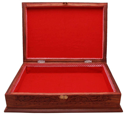 Santarms Wooden Decor Holy Book Stand Box for Reading Quran, Geeta, Guru Granth Sahib, Bible | Book Box with Intricate Carving - Ideal for Diwali Gift