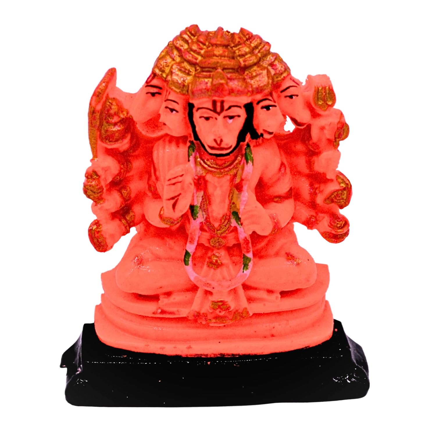 santarms Resin Orange Panchmukhi Hanuman Statue Panchmukhi Hanuman Statue Marble Idol, Sindoori for Pooja/Temple/Home/Office