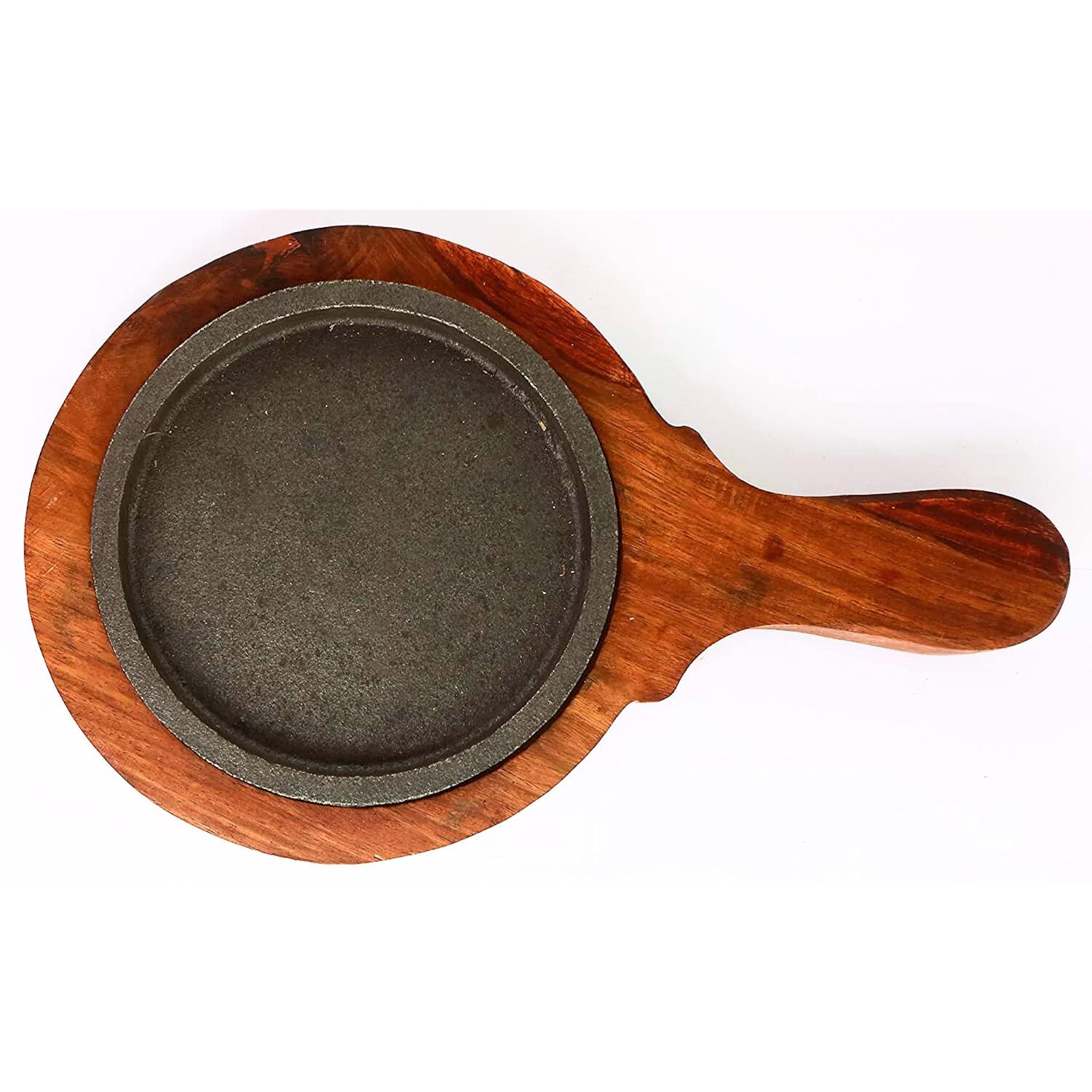 santarms Cast Iron Sizzler Plate with Wooden Stand Pack of 2