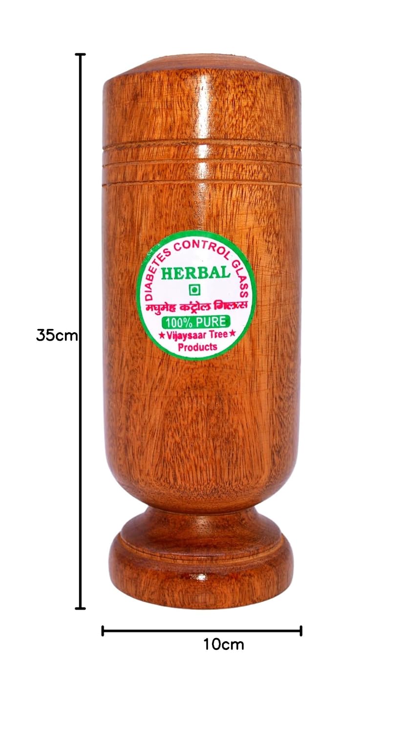 santarms Vijaysar Wooden Tumbler : Ayurvedic Solution for Diabetes, Joint Pains, and Blood Sugar Control | Promotes Good Blood Circulation | No Side Effects | Pack of 1 Glass