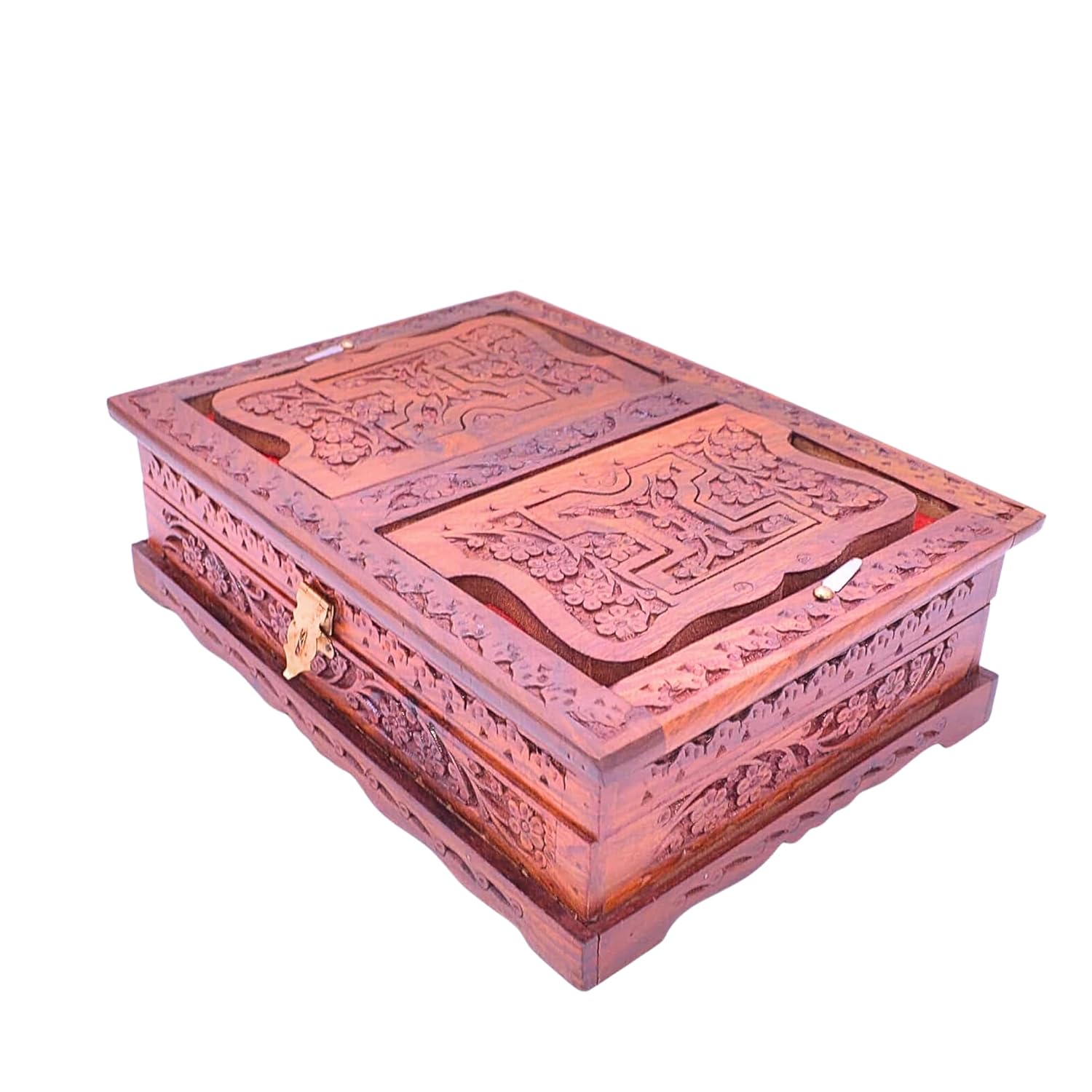Santarms Wooden Quran Shareef Geeta Quran Box Brown Holy Book Rahel Decor Stand for Reading Quran Guru Granth Sahib Rehal Box| Storage| Holder| Reader| Stand