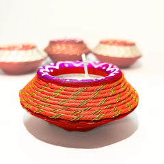 Santarms Terracotta Diya Set Wax Filled Earthen Mitti Matki Diyas Combo Pack for Festive Home Decor and Traditional Celebrations 2 Piece Jashmin Fragrance Scented Candles 2hours