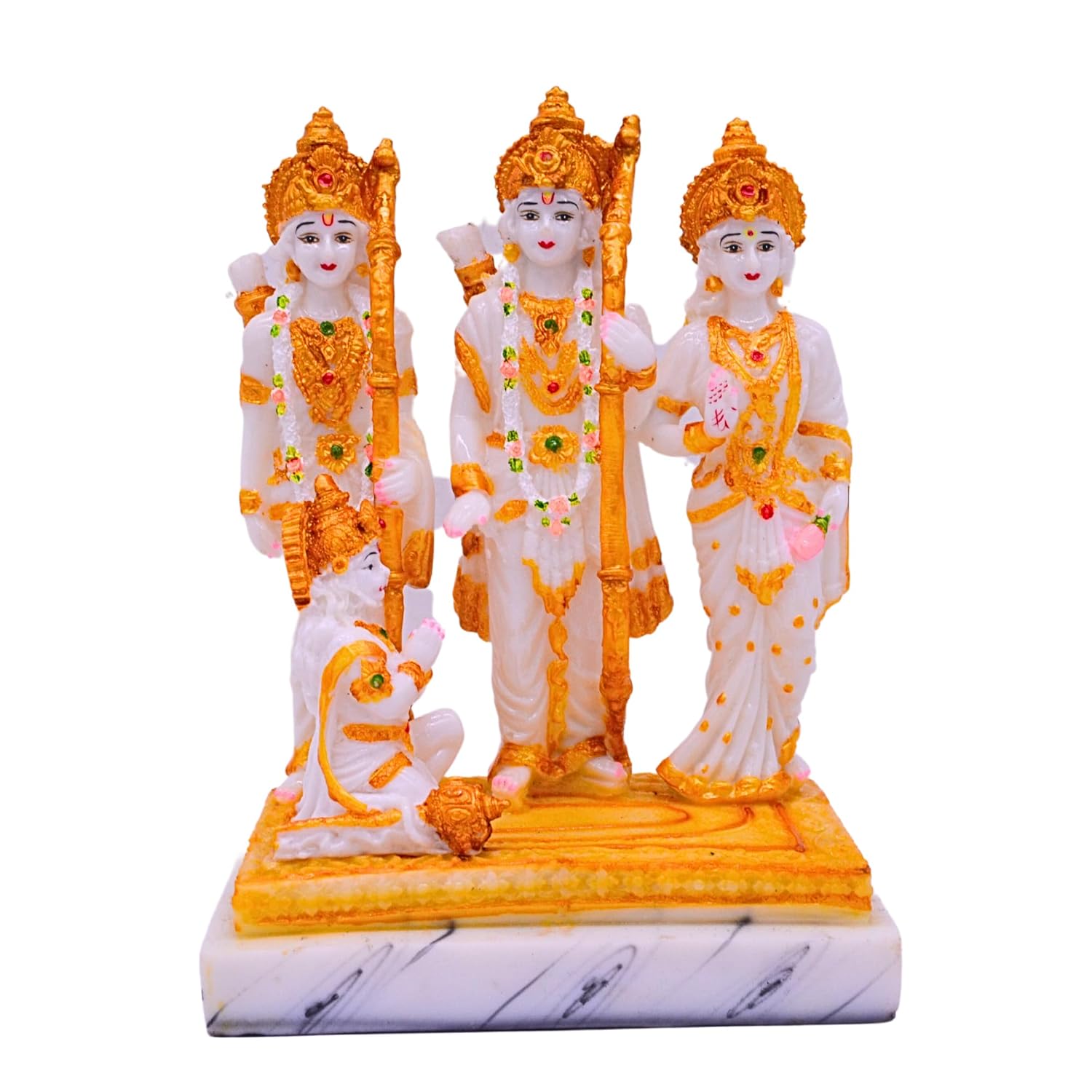 santarms Majestic Ram Darbar Murti for Home - Exquisite Marble Dust Lord Ram Darbar Statue