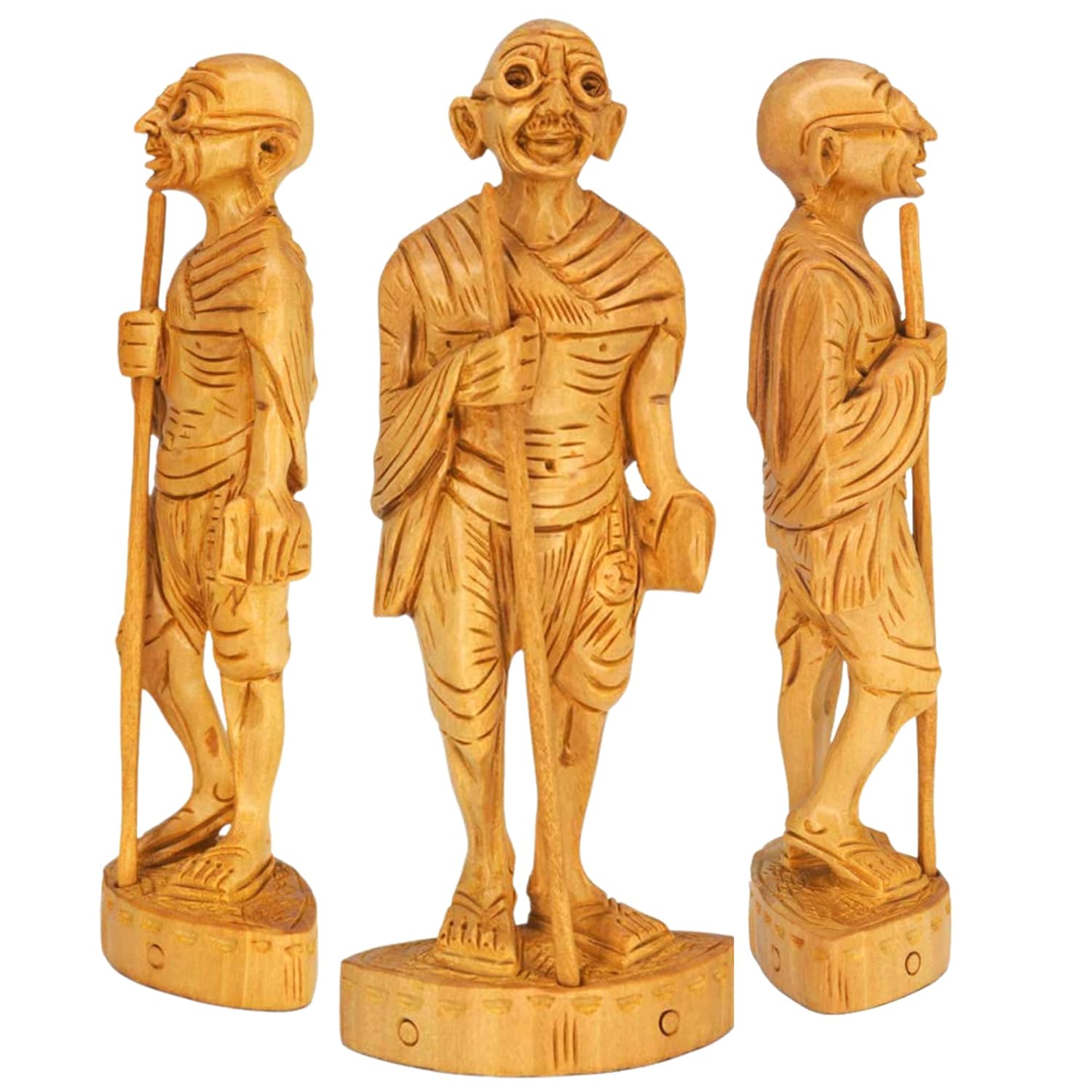 santarms Handmade Wooden Gandhi ji Statue Idol showpiece (12.5 cm) Indian Sculpture Art - Mahatma Gandhi Bapu