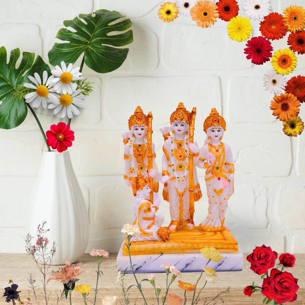 santarms Majestic Ram Darbar Murti for Home - Exquisite Marble Dust Lord Ram Darbar Statue