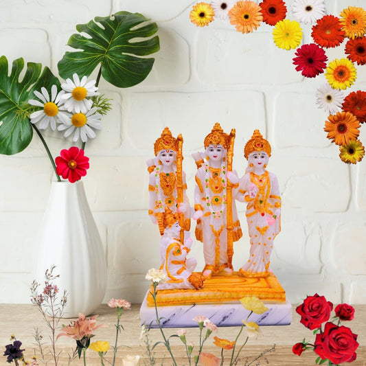 santarms Majestic Ram Darbar Murti for Home - Exquisite Marble Dust Lord Ram Darbar Statue
