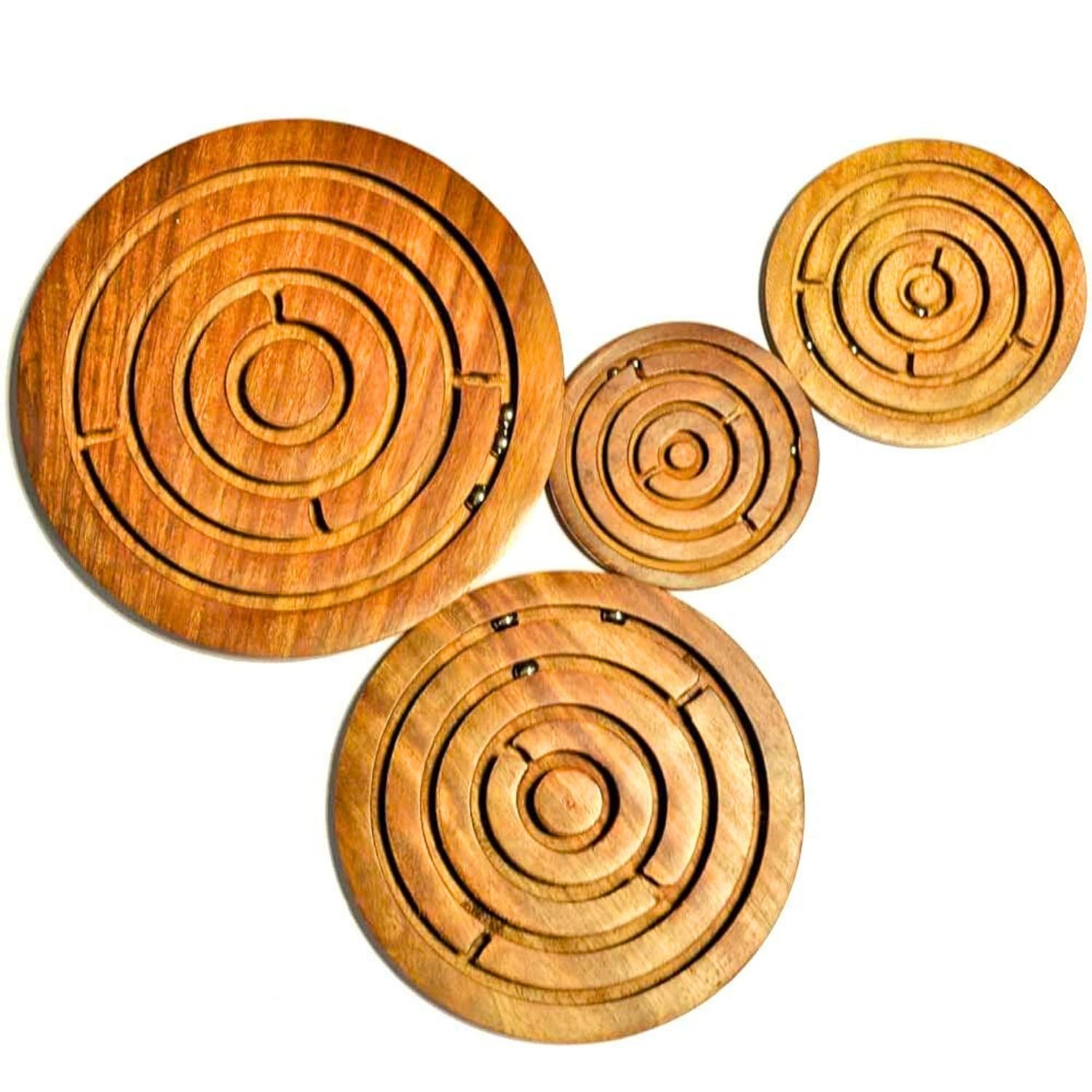 Santarms Vian Game Labyrinth, Ball-in-A-Maze Puzzles, Wooden Labyrinth Kid's Table Game for Kids (Small)