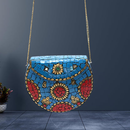 santarms Beautiful Ethnic Multi Colour Sling Bag With Beads Bags For Women Ladies Match Pair Heels Sandals Enrich Woman Female Party Miss Women's Handbag Wallet Pouch Tote Clutch Clasp Pooch