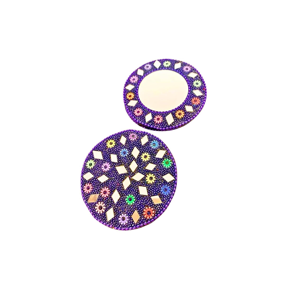 santarms Decorative Mirror Cosmetic Makeup Travel for Women Makeup | Small Purses Pocket Size Mirrors Round Gifts, Car Accessories Dashboard, Gifts