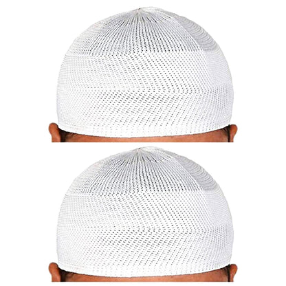 santarms "Islamic Prayer Kufi Muslim Cap for Men and Boys (Set of 2) - White Namaz Topi, Includes Quran Box and Holy Book Stand, Perfect for Islamic Prayer and Daily Use