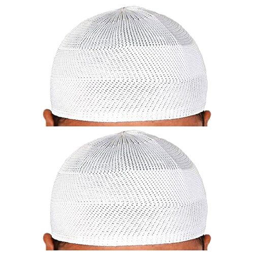 santarms "Islamic Prayer Kufi Muslim Cap for Men and Boys (Set of 2) - White Namaz Topi, Includes Quran Box and Holy Book Stand, Perfect for Islamic Prayer and Daily Use
