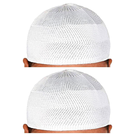 santarms "Islamic Prayer Kufi Muslim Cap for Men and Boys (Set of 2) - White Namaz Topi, Includes Quran Box and Holy Book Stand, Perfect for Islamic Prayer and Daily Use
