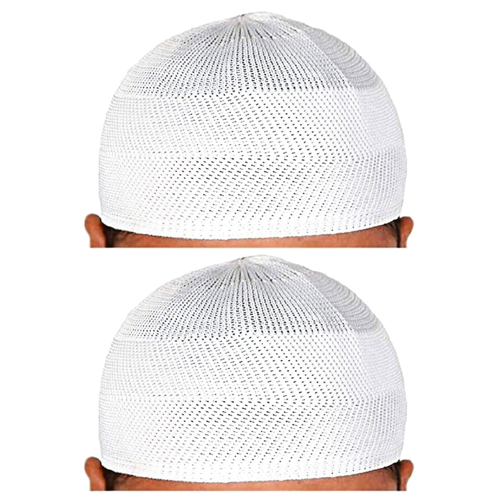 santarms "Islamic Prayer Kufi Muslim Cap for Men and Boys (Set of 2) - White Namaz Topi, Includes Quran Box and Holy Book Stand, Perfect for Islamic Prayer and Daily Use