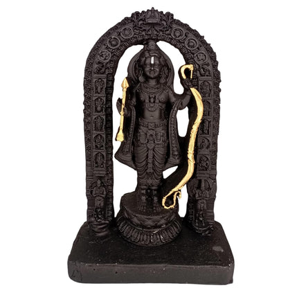 santarms Ayodhya Ram Mandir Model with Ram Lall Idol Wood Mandir Religious of Shree Ram Janambhumi Design Decorative Wooden Temple for Home, Office Décor Gift Item
