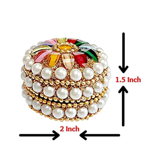 santarms Handmade Jaipuri Kumkum Box for Sindoor, Sindur Dani Moti Dibbi/Dabbi, Kumkum Small Storage Box with Sindor and Stick - Pack of 12