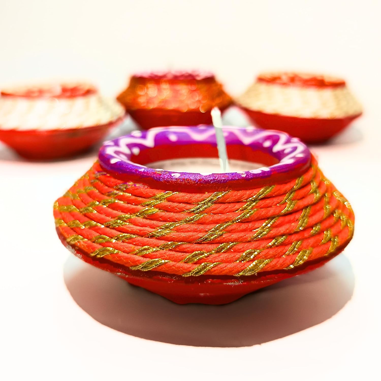 Santarms Terracotta Diya Set Wax Filled Earthen Mitti Matki Diyas Pack for Festive Home Decor and Traditional Celebrations 1 Piece Jashmin Fragrance Scented Candles 2hours