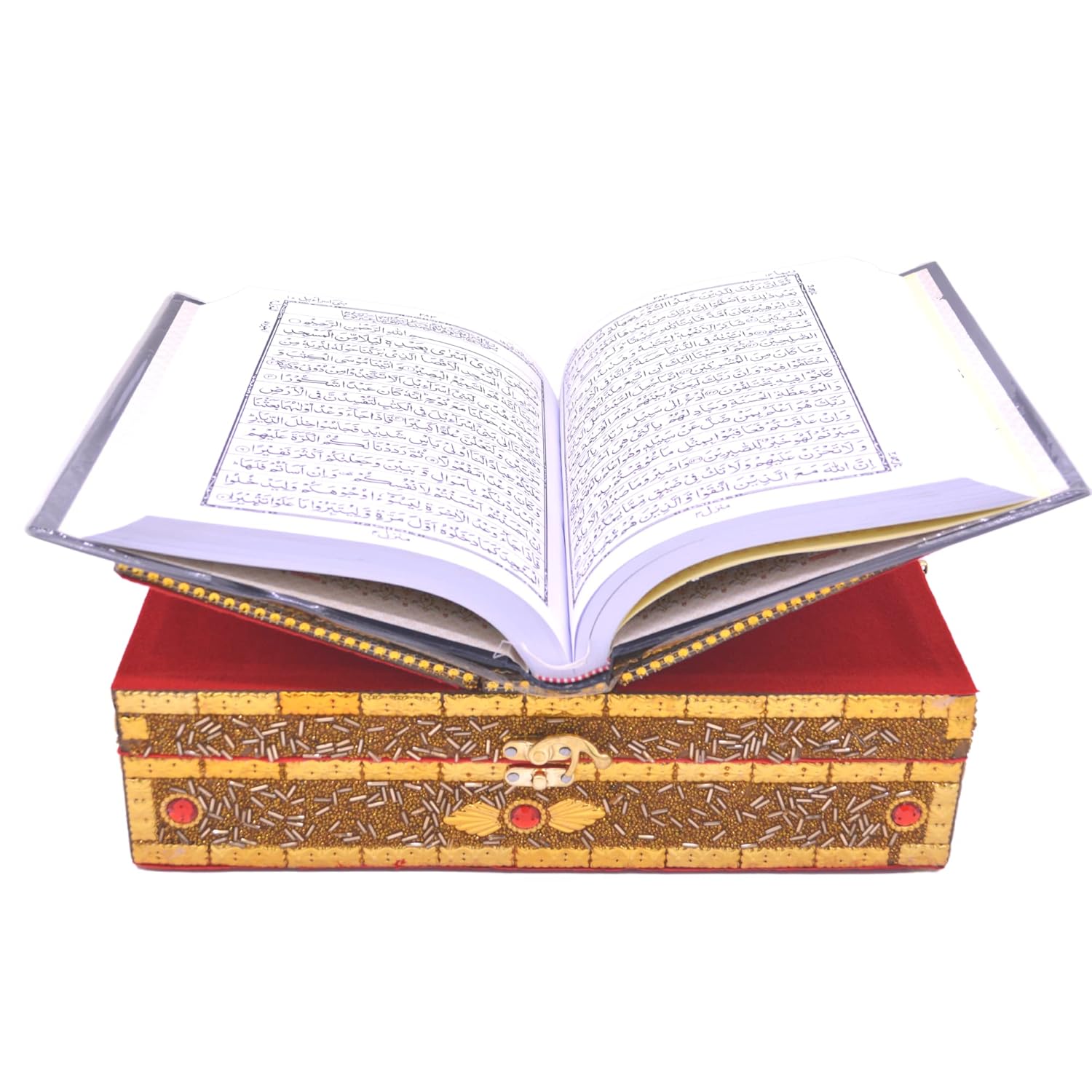 santarms Wooden Quran Box with holy pak for Reading - Stand fordable | Holder rehal | Quran Book and Quran Box