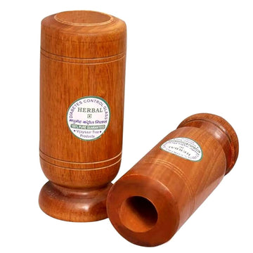 santarms Vijaysar Wooden Tumbler for Diabetes, Joint Pains, and Blood Sugar Control: Made of Natural Wood | Pack of 1