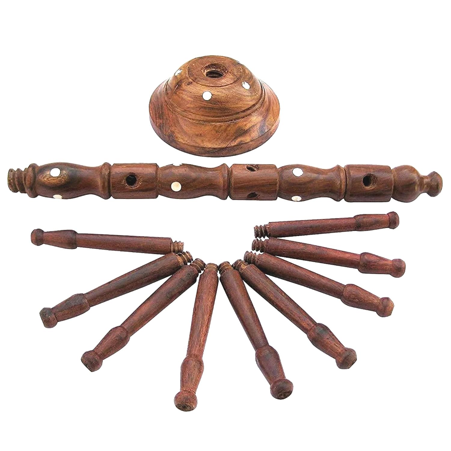 santarms Wooden Carving Bangle Stand | Best for Woman Gift or Jewellery Chudi Churi - Tree Shape Handmade Holder | 9 Rods 40x28x12 Cm