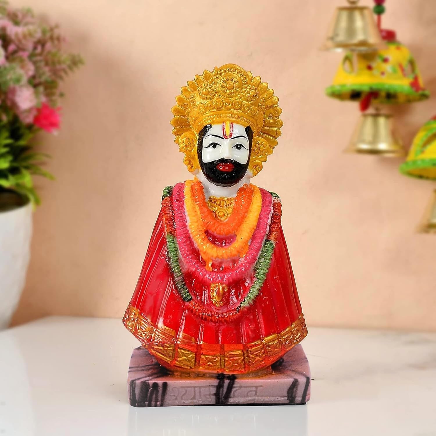 santarms Khatu Shyam Idol of Baba Shyam [Hare Ka Sahara Baba Shyam Humara] Car Dashboard Decorative Idol - Handcrafted Spiritual Figurine for Car, Home, or Office Decor - Buy