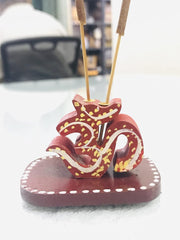 Santarms Elegant Om Agarbatti Stand Handcrafted Wooden Incense Stick Holder Perfect Pooja Accessory for Home Mandir Décor Traditional and Stylish Design for Spiritual Ambiance Home & Office