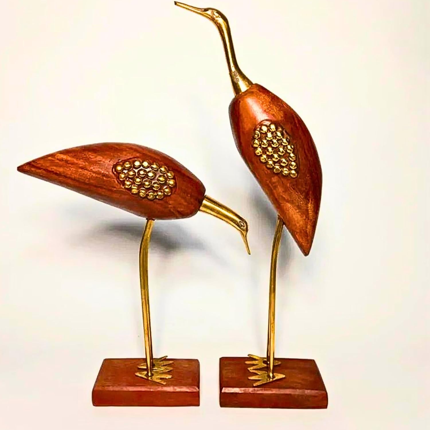 santarms swan Love Couple Pair (8 inch) [Brown Colour with Golden Stone]-showpiece for Home, Office -Grah pravesh Item-Grahpravesh Gift Item-Best for Gifting