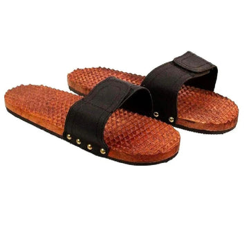 santarms Wooden Acupressure Foot Slippers Saints Khadau Paduka Charan Sandals, Traditional Wood Massage Chappals, Unisex Slipper Feet Sandals For Enhanced Health And Relaxation