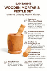 Santarms Wooden Mortar and Pestle Set for Kitchen, Rosewood Khalad Musal/Musli, Okhli Masher, Khalbatta