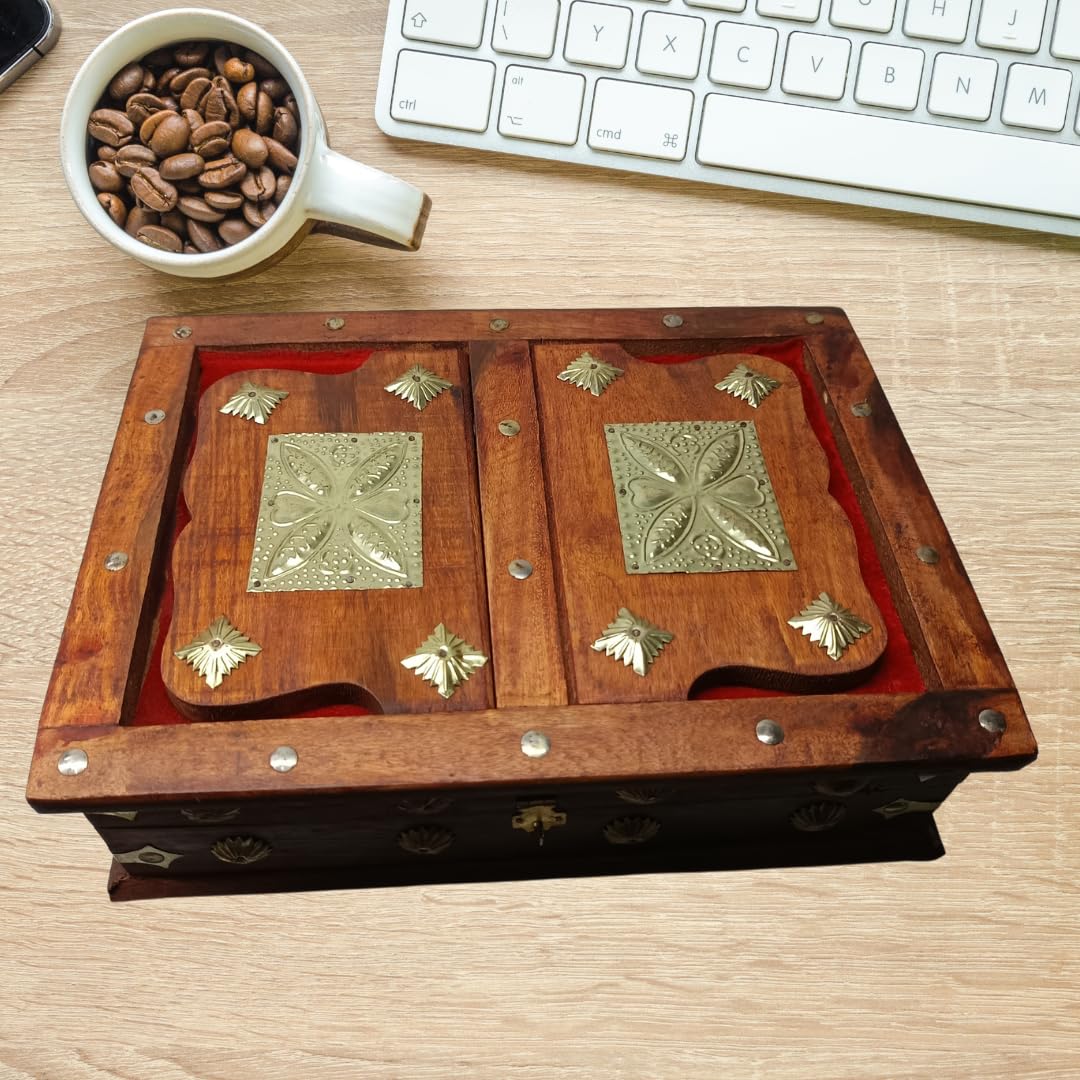 Santarms Handmade Quran Box with Foldable Wooden Rehal Holy Book Stand – Elegant for Reading | Exquisite Rihal Premium in Rajwada Style