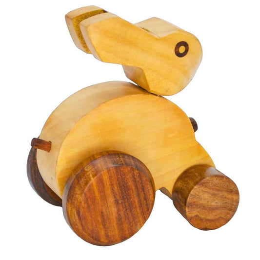 Santarms Wooden Bunny Toy – Handmade Push & Pull Rabbit on Wheels for Toddlers | Eco-Friendly Wooden Animal for Kids | Montessori Inspired Natural Wood Bunny Rolling Toys for Safe & Fun Play