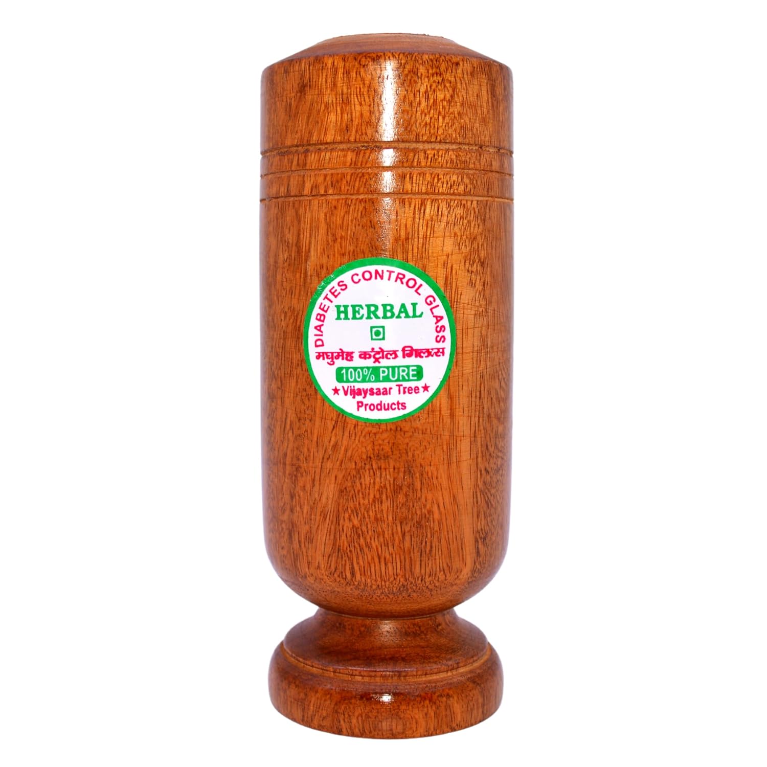 santarms Vijaysar Wooden Tumbler : Ayurvedic Solution for Diabetes, Joint Pains, and Blood Sugar Control | Promotes Good Blood Circulation | No Side Effects | Pack of 1 Glass