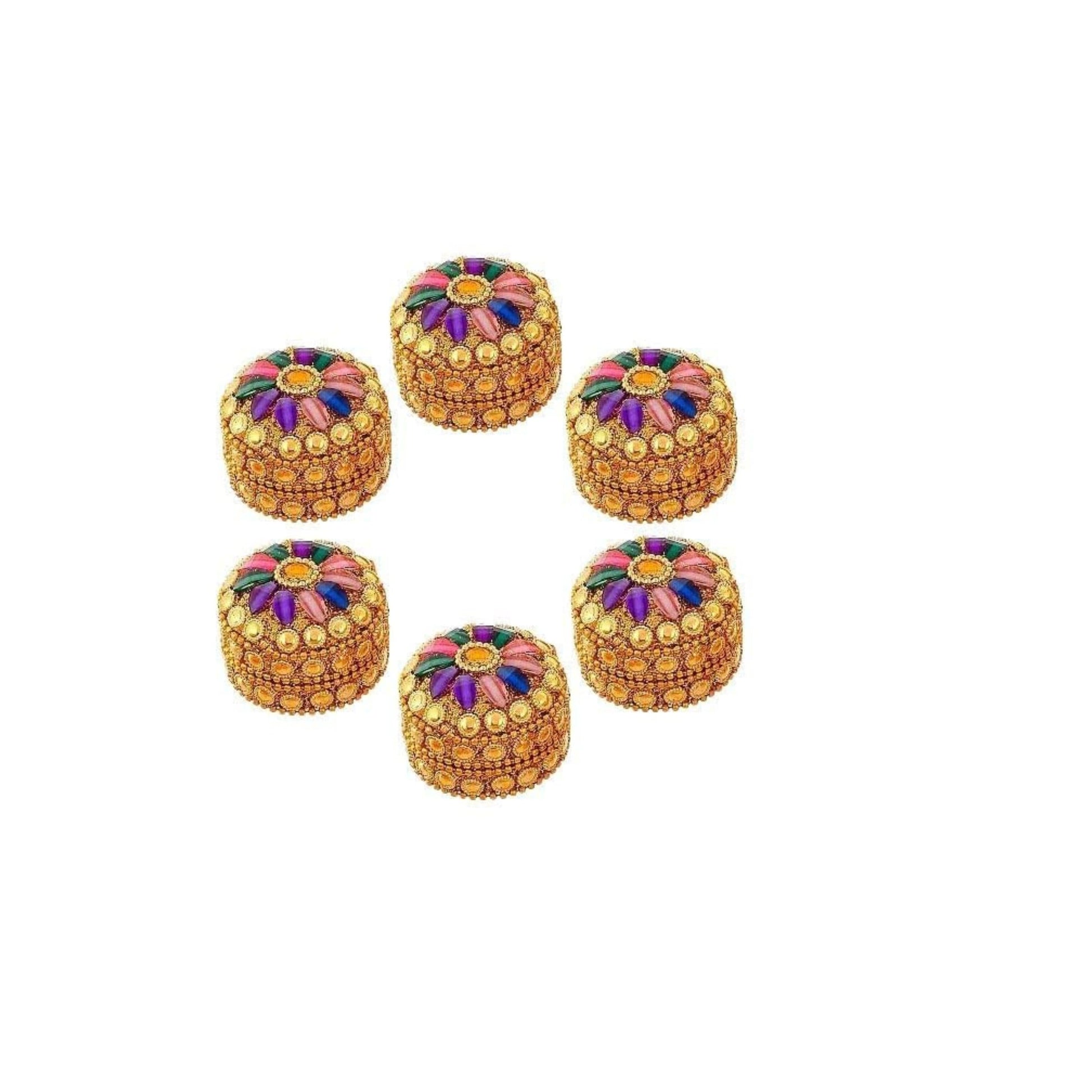 santarms Handmade Golden Small Kumkum Box Handcrafted Sindoor Shringar Dani For Married Women Shadi Ka Gifts Aluminum Daani - Shadi Ka Gifts Pack