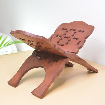 Santarms 10 inch Wooden Book Stand for Reading holy Books Holder Bible Quran ramayan Geeta Bookstand rehal rihal Pooja