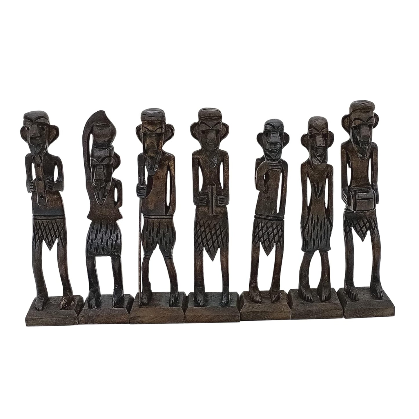 santarms Handcrafted Wooden African Zulu Tribal Musician Men | 16.5 Cm Decorative Showpieces for Home & Office Décor | Unique Handicraft Gift