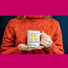 santarms Branded Stylish Coffee Mug Cup - Single Bone China Coffee/Tea Mug for Morning Milk, Tea, Coffee - Gift for Girls, Boys, Men