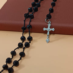 santarms Jesus cross Catholic Praying Rosary chain Jesus Christ Cross Christian Antique Locket mala Necklace Christmas Religious for use Men and Women, Pack of 1