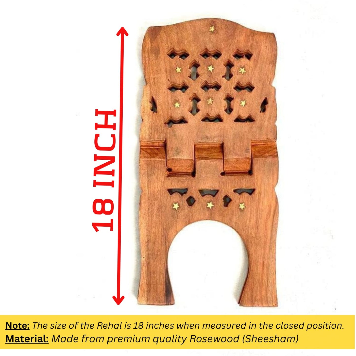 Santarms Wooden Holy Book Stand Rehal for Pooja Reading Geeta Bible Quran Books Sharif Holder Foldable Handmade Rihal Folding Wood Craft Best Kuran Shelf Rahel Items Wedding Gifts Size - 18" Inch