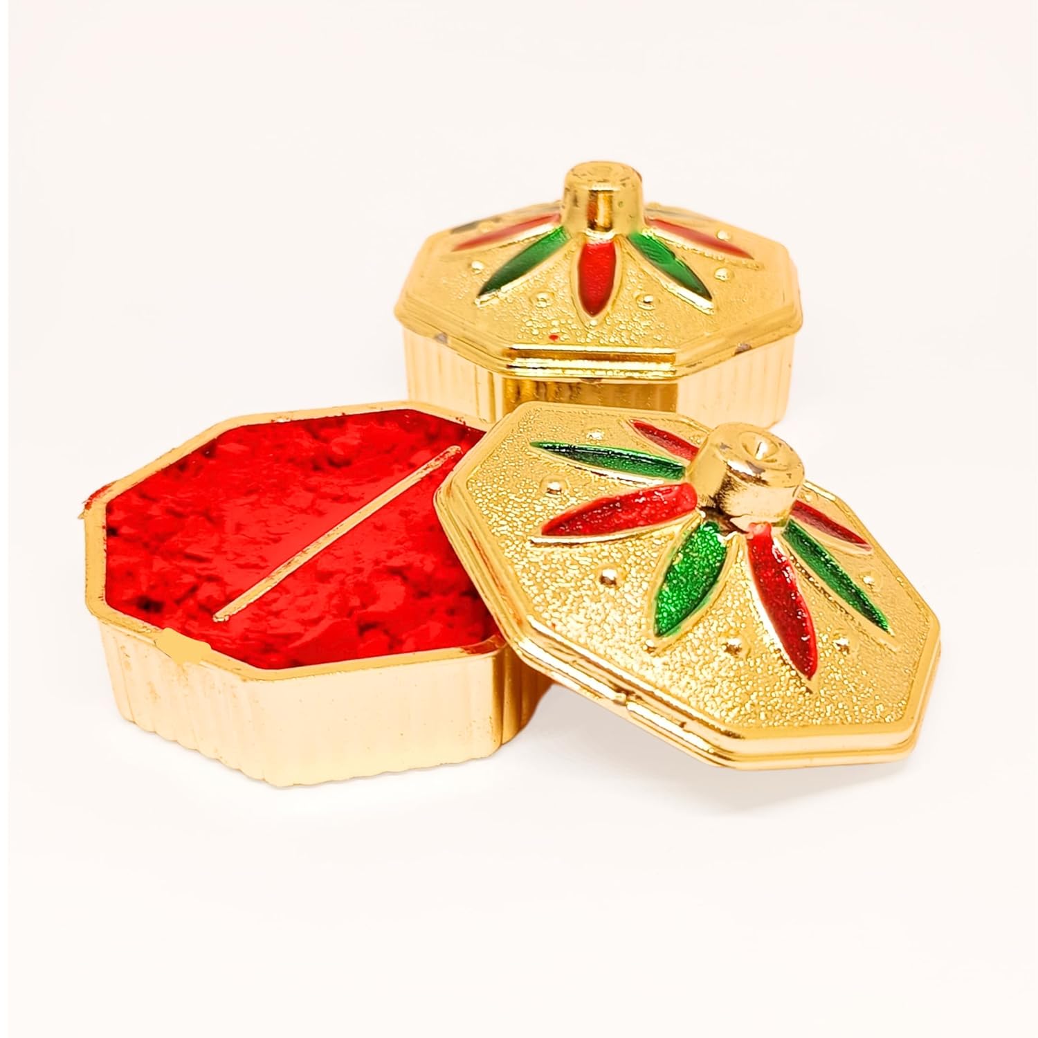 santarms Handmade Plastic Kumkum Boxes/Sindoor Dani with Roli and Chawal Storage Box | Dabbi/Dibbi for Store Haldi, Kumkum, Sindur, Chandan, Bindi and Pendents - Pack of 1