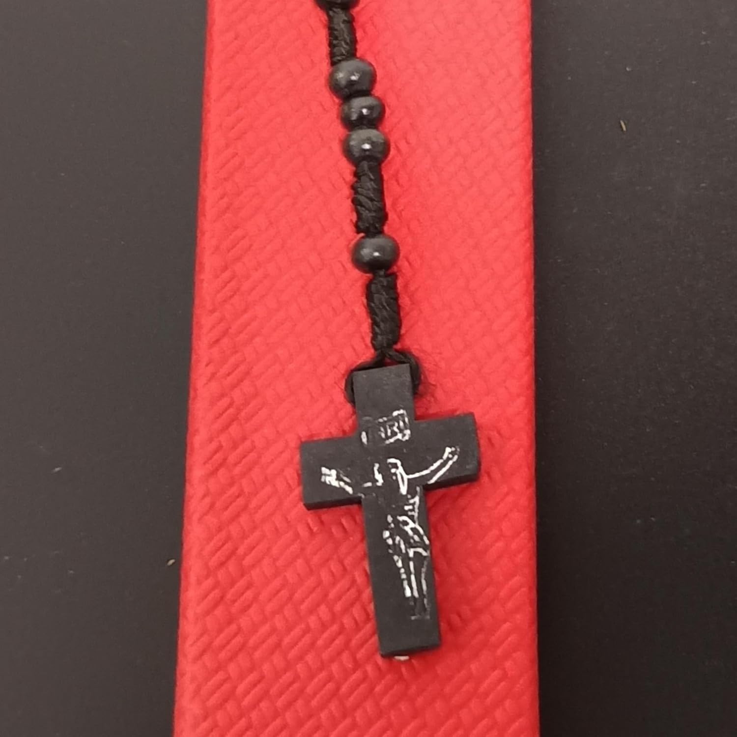 santarms Jesus Christ Necklace For Prayer Chain Locket Christian Crucifix Jesus Cross Necklace Chain Rosary Catholic Bead Mala For Men Women Boys & Girls, Wooden, Pack Of 1