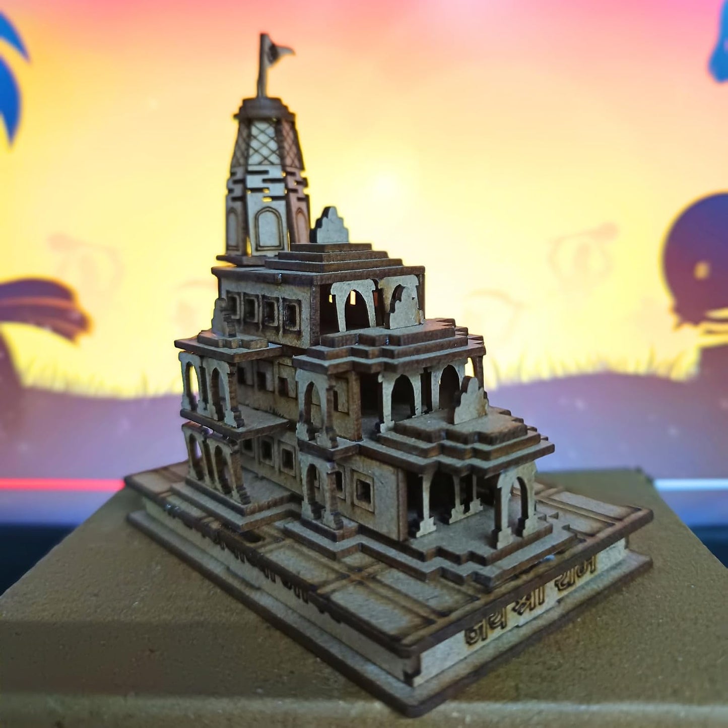 Santarms Ram Mandir Model - Shri Ram Ayodhya Mandir Exclusive 3D Wooden Janma Bhoomi Temple