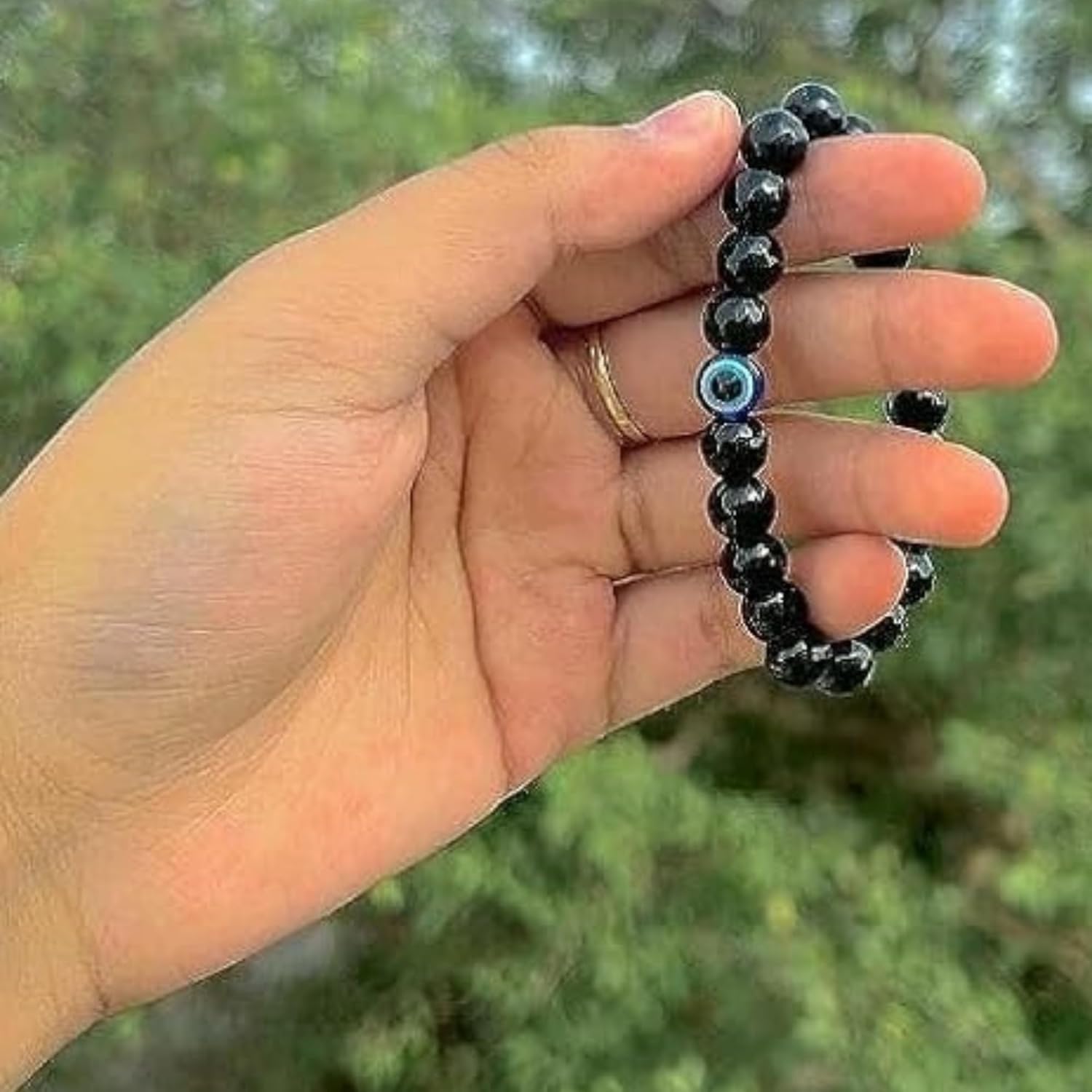 santarms evil eye Bracelets, Nazar Unisex Friendship Band, Nazar Battu All - Girls, Boys, Men & Women, Black pack of 2
