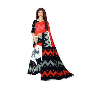 Hira Silk Cotton Saree for Women, Printed Saree/Sari with Unstitched Blouse Piece