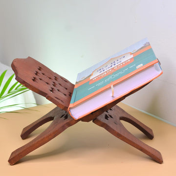 Santarms Wooden Rehal Stand for Quran Pak with 18 Inch Rehal and Quran Pak Combo Offer - Made from Sheesham Wood - Pack of 1