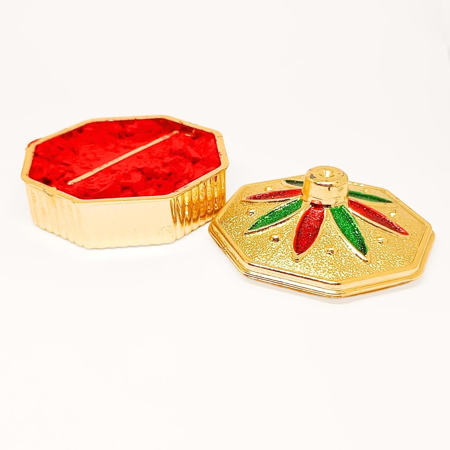santarms Handmade Plastic Kumkum Boxes/Sindoor Dani with Roli and Chawal Storage Box | Dabbi/Dibbi for Store Haldi, Kumkum, Sindur, Chandan, Bindi and Pendents - Pack of 1